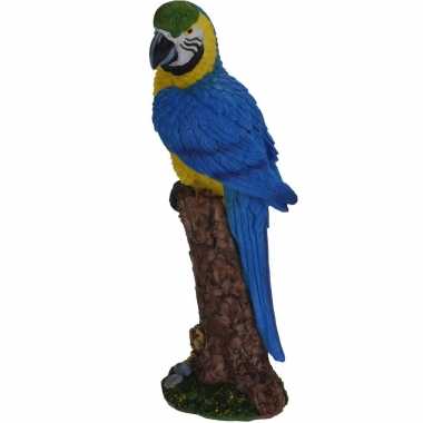 Dierenbeeld blauwe ara papegaai vogel 24 cm woondecoratie