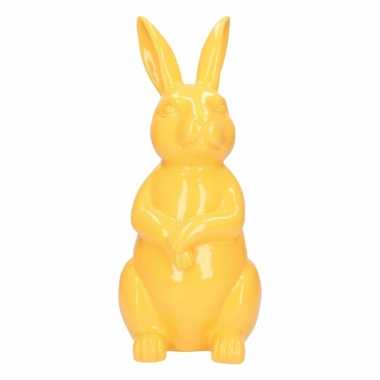 Dierenbeeld haas / konijn geel 30 cm