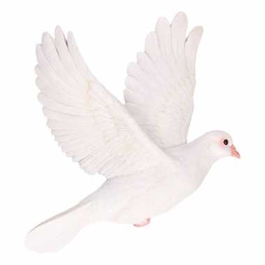 Dierenbeeld witte duif vogel 29 cm
