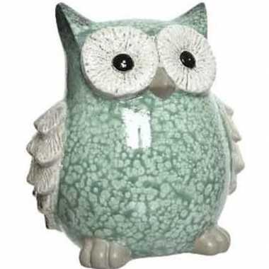 Mintgroene uil dierenbeeldje 15 cm decoratie voor binnen
