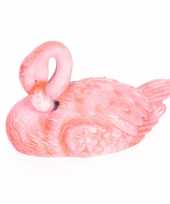 Dierenbeeld drijvende flamingo vogel 21 cm tuindecoratie