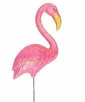 Dierenbeeld flamingo vogel 47 cm tuinbeeld steker
