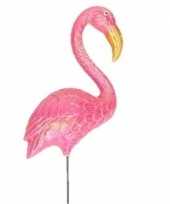 Dierenbeeld flamingo vogel 47 cm tuinbeeld steker