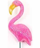 Dierenbeeld flamingo vogel 60 cm tuinbeeld steker