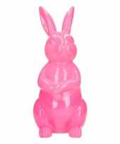 Dierenbeeld haas konijn roze 30 cm