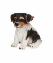 Dierenbeeld jack russel hond zwart wit 15 cm