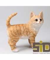 Dierenbeeld kat poes rood staand 20 cm