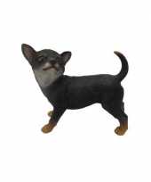 Dierenbeeldje chihuahua zwart staand 22 cm