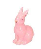 Pasen roze paashaas dierenbeeldje 10 cm