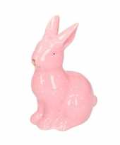 Pasen roze paashaas dierenbeeldje 15 cm