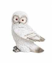 Wit sneeuwuil vogel decoratie beeldje 13 cm